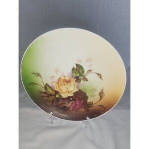 Vintage Striegau Porcelain Germany Hand Painted Yellow Rose Dinner Plate